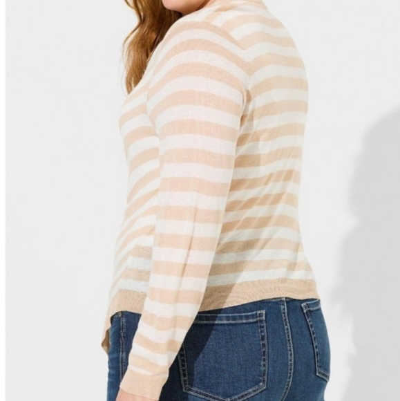 TORRID Tissue Weight Cardigan Drape Front Stripe Sweater 2X - Picture 4 of 13